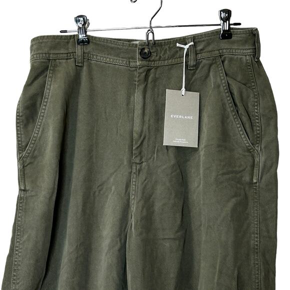 Everlane The Tencel Relaxed Chino Pants Olive Green High Rise Women 6 NWT Pocket - Picture 5 of 12